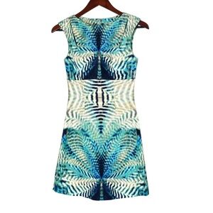 KAREN MILLEN Mirrored Print Mini Dress Cotton Sleeveless Size 2